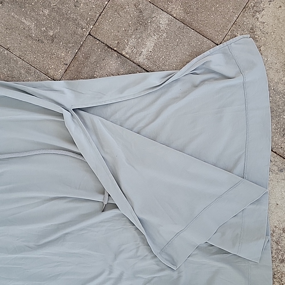 Everlane Cotton Tee Dress Tie Front Sz M Blue Gray One Side Slit Relaxed Fit - Picture 11 of 12